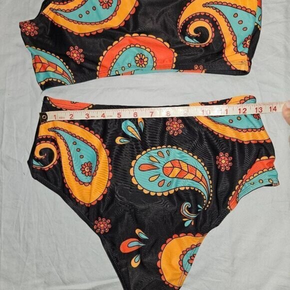 3/$15 Selink Women's Two Piece Black Print Bikini Set Size Medium - Picture 5 of 5